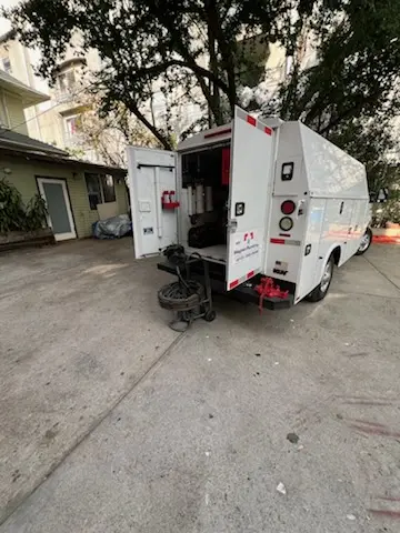 Magnet Plumbing service vehicle on-site for Water Heater Repair in South Park (South LA)